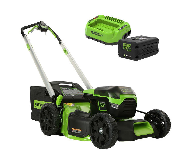 Greenworks 60V 51cm Cordless Self Propelled Lawn Mower (2 x 4Ah Battery & 2Ah Charger)