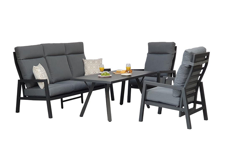 Aluminium 5 Seat High Back Sofa Dining Set Grey - Kimmie Range