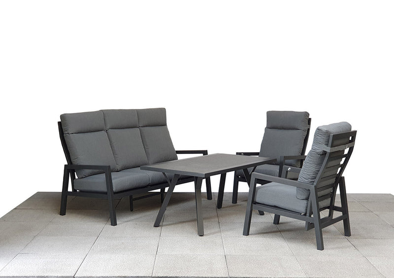 Aluminium 5 Seat High Back Sofa Dining Set Grey - Kimmie Range