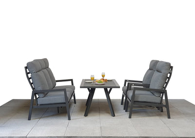 Aluminium 5 Seat High Back Sofa Dining Set Grey - Kimmie Range