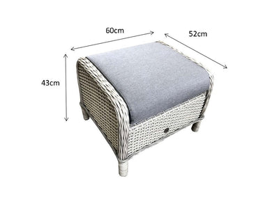 Rattan 2 Seat Reclining Lounge Set in Fine Creamy Grey with Pale Grey cushion-Meghan Range