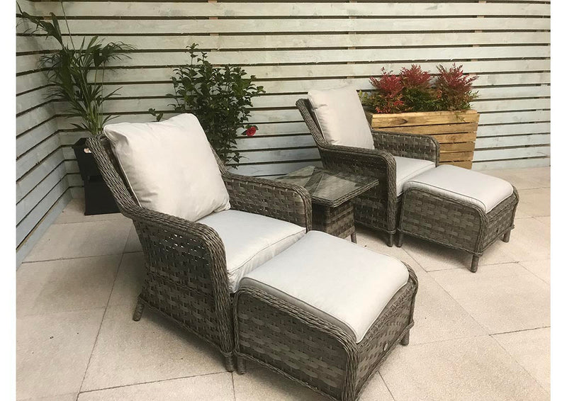 Rattan 2 Seater High Back 5 piece lounge set in Multi Grey wicker-Mia Range