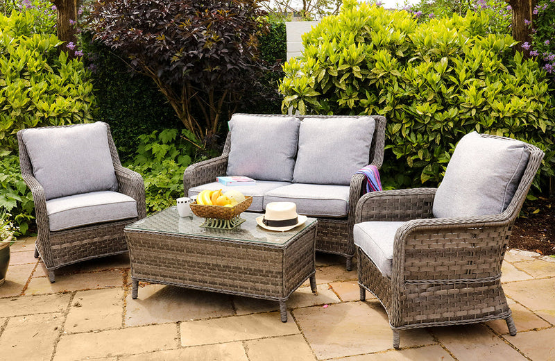 Amalfi 4 Seat Rattan Coffee Set - Dark Grey