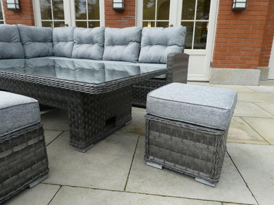 Amalfi Rattan Corner Casual Dining Set With Rising Table - Dark Grey