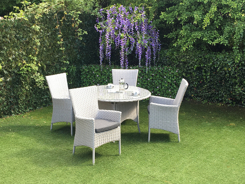 Victoria Rattan 4 Seat Round Dining Set