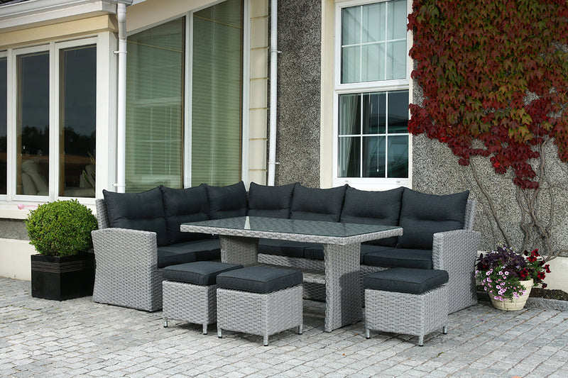 Victoria Rattan 10 Seat Corner Casual Dining Set