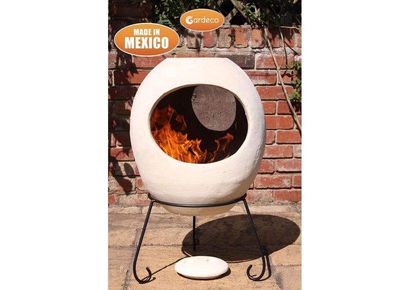 Extra Large Ellipse Mexican Chimenea - Beige