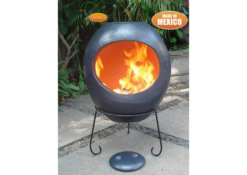 Extra Large Ellipse Mexican Chimenea - Charcoal Grey