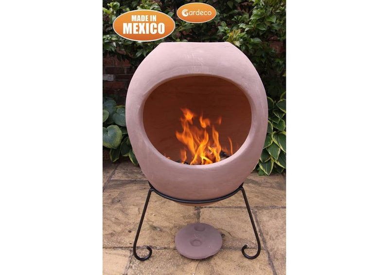 Extra Large Ellipse Mexican Chimenea - Matt Dusty Rose