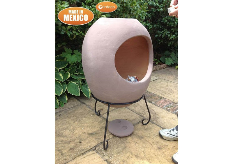 Extra Large Ellipse Mexican Chimenea - Matt Dusty Rose