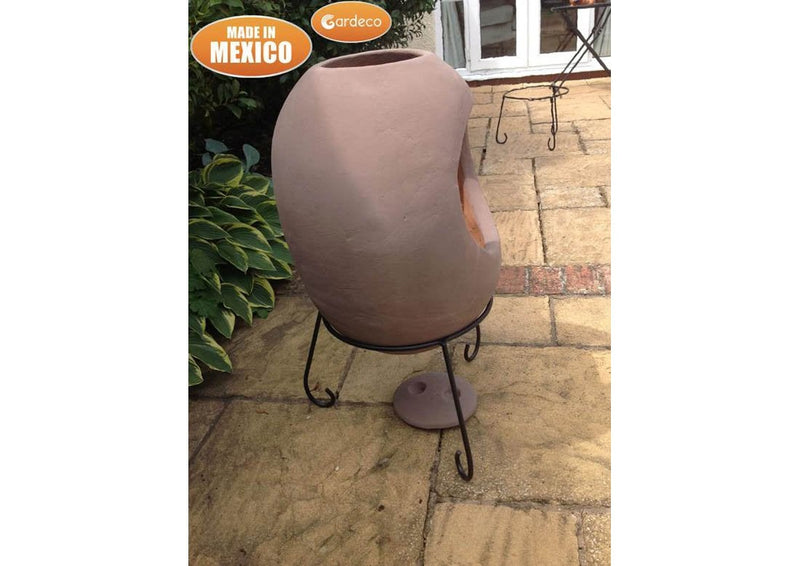 Extra Large Ellipse Mexican Chimenea - Matt Dusty Rose