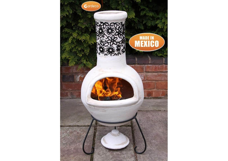 Large Mexican Chimenea - Black/Beige - Flor Range