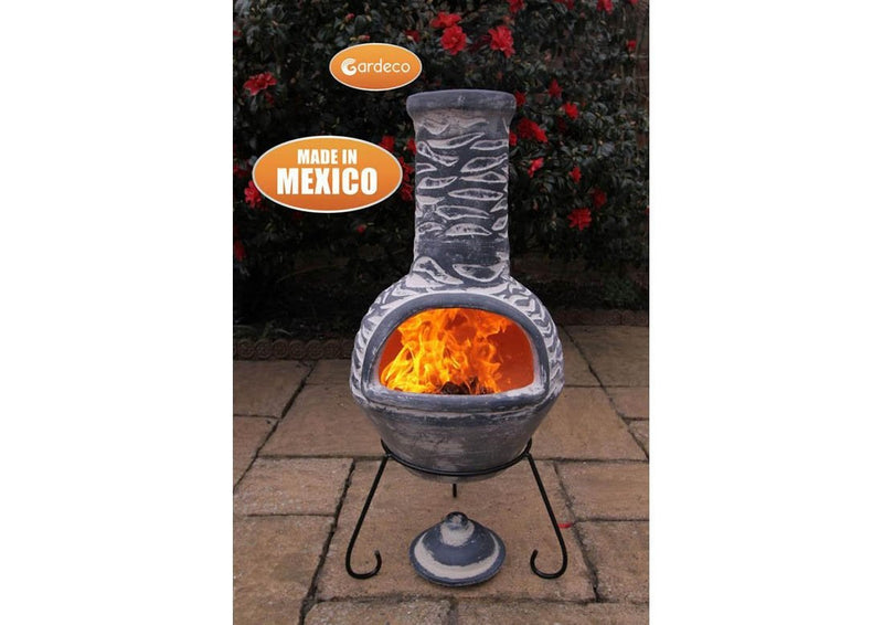 Large Mexican Chimenea - Bluey Grey - Olas Range