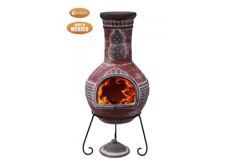 Extra Large Mexican Chimenea - Red/Grey - Azteca Range