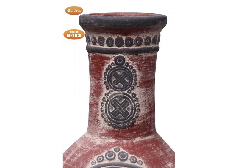 Extra Large Mexican Chimenea - Red/Grey - Azteca Range