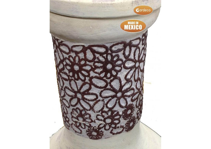 Extra Large Mexican Chimenea - Beige/Dark Brown - Flores Range