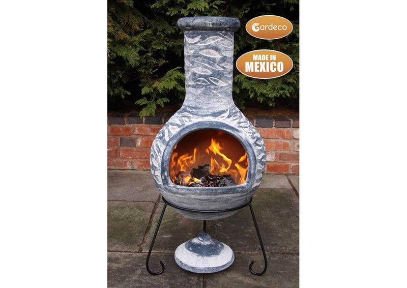 Extra Large Mexican Chimenea - Bluey Grey - Olas Range