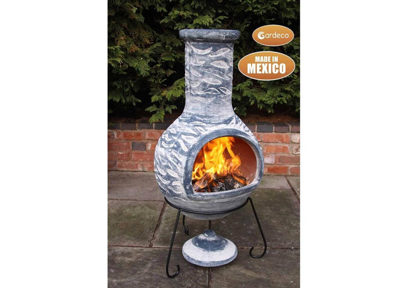 Extra Large Mexican Chimenea - Bluey Grey - Olas Range