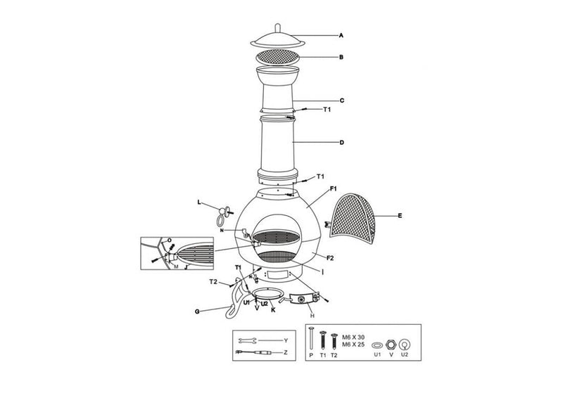 Large Cast Iron Chimenea - Bronze - Toledo Range