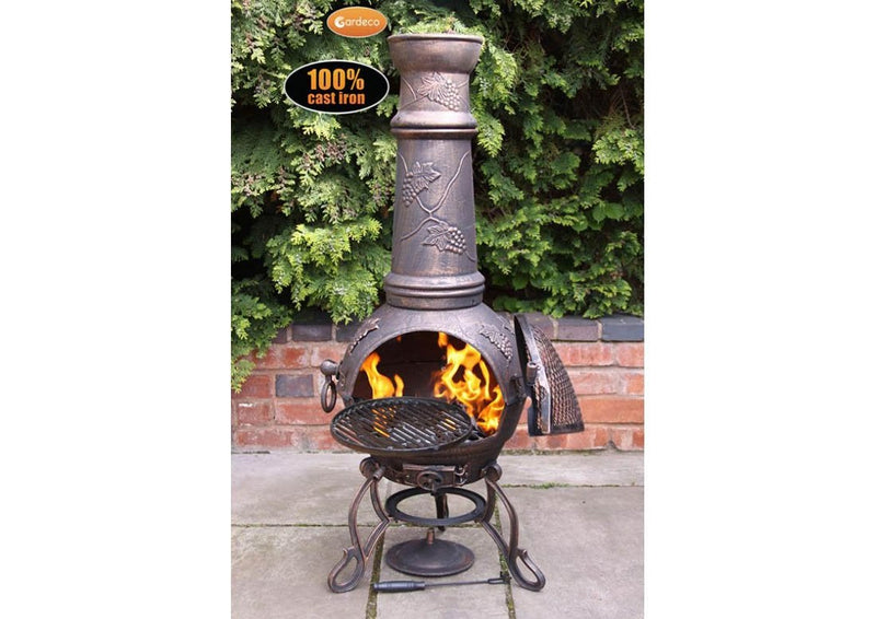 Extra Large Cast Iron Chimenea - Bronze Grapes - Toledo Range