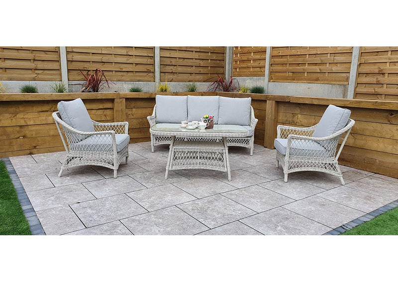 Rattan 5 Seat Sofa Set White Weave- Rose Range