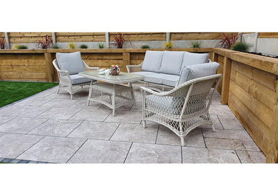 Rattan 5 Seat Sofa Set White Weave- Rose Range