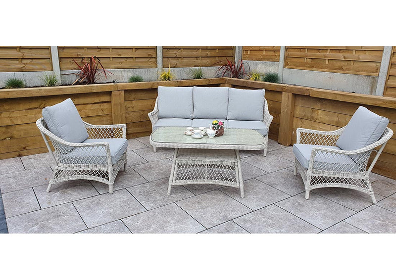 Rattan 5 Seat Sofa Set White Weave- Rose Range