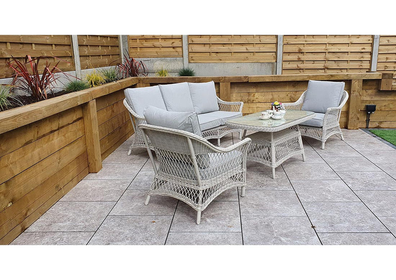 Rattan 5 Seat Sofa Set White Weave- Rose Range