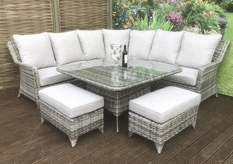 Rattan Corner Dining Sofa Set - Grey - Sarah Range