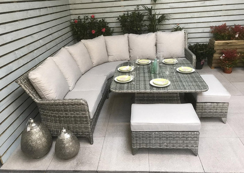 Rattan Corner Dining Sofa Set - Grey - Sarah Range