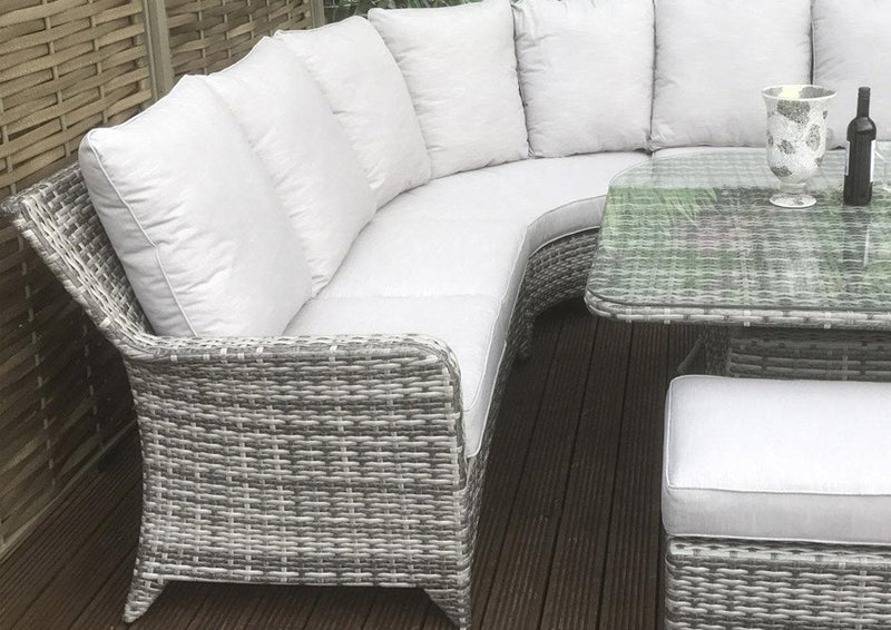 Rattan Corner Dining Sofa Set - Grey - Sarah Range