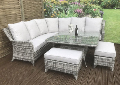 Rattan Corner Dining Sofa Set - Grey - Sarah Range