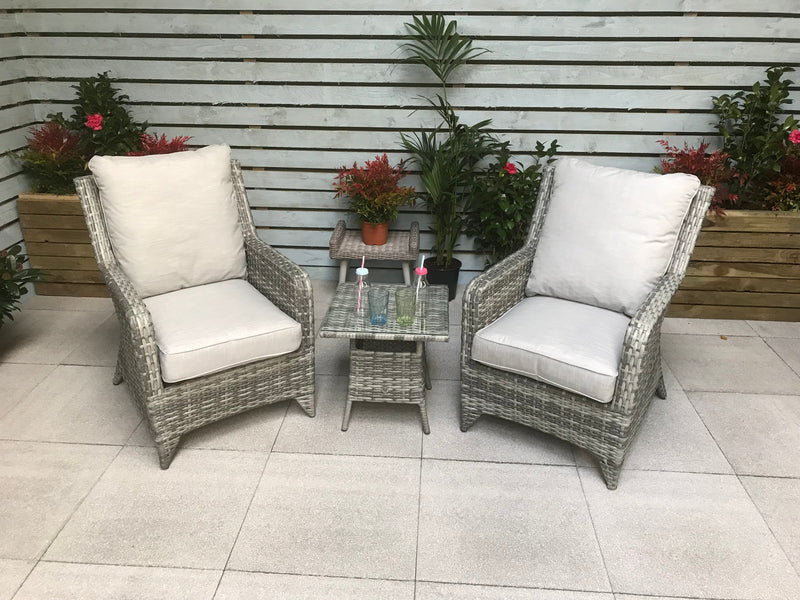 Rattan High Back 2 Seat Lounge Set - Grey - Sarah Range