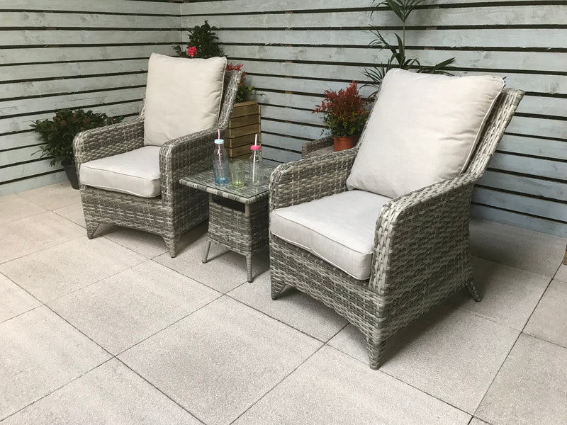 Rattan High Back 2 Seat Lounge Set - Grey - Sarah Range