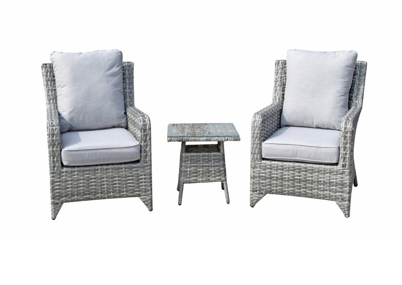 Rattan High Back 2 Seat Lounge Set - Grey - Sarah Range