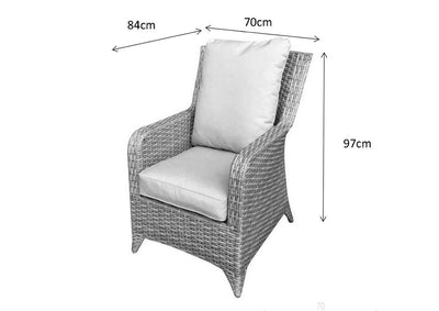 Rattan High Back 2 Seat Lounge Set - Grey - Sarah Range