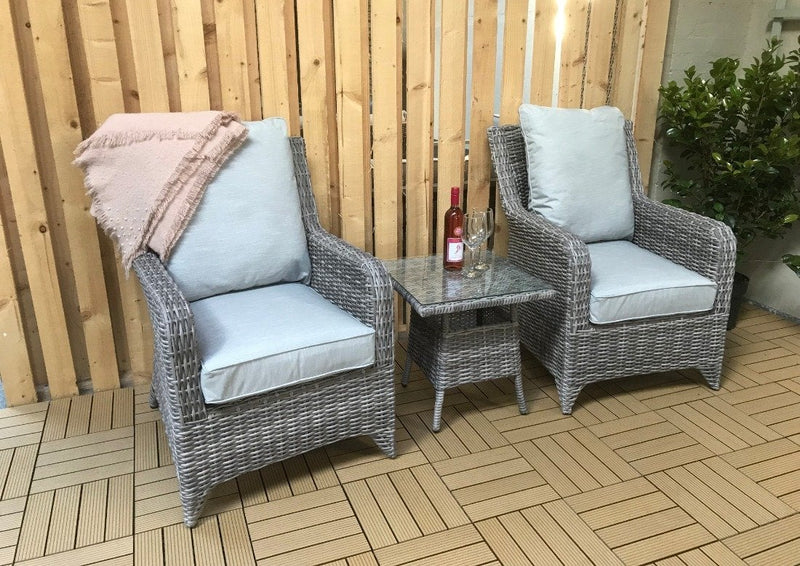 Rattan 3 Piece Lounge Set in 8mm Half Round Grey Wicker-Sarah Range