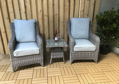 Rattan 3 Piece Lounge Set in 8mm Half Round Grey Wicker-Sarah Range