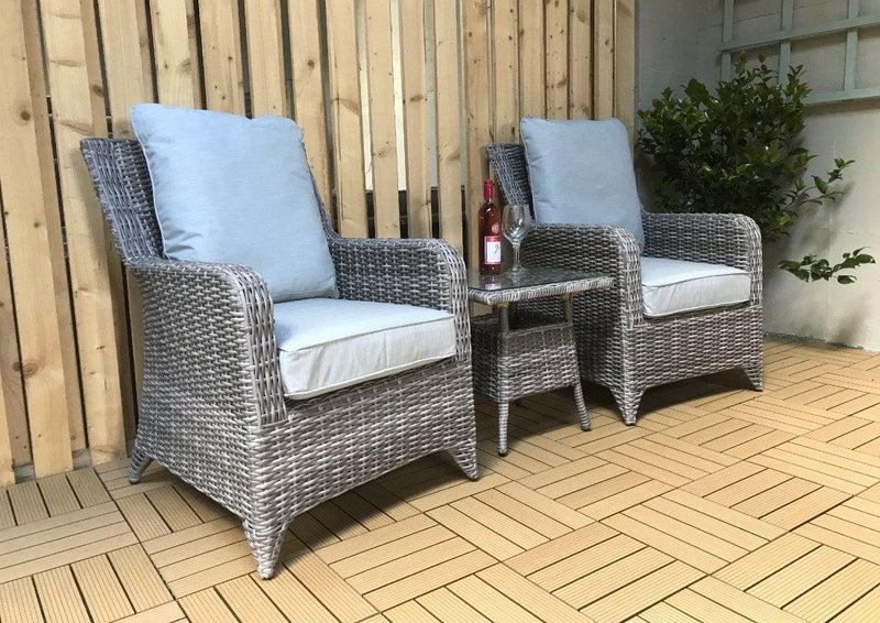 Rattan 3 Piece Lounge Set in 8mm Half Round Grey Wicker-Sarah Range