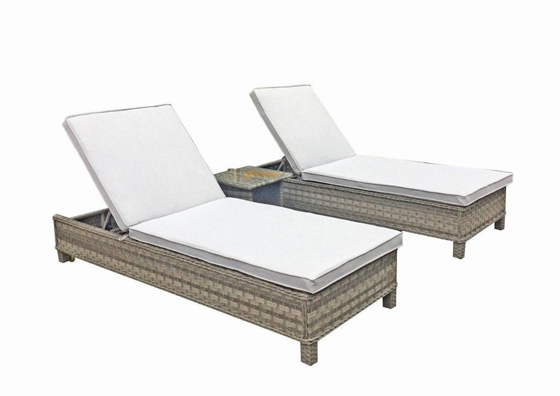 Rattan Sun Loungers - Grey Victoria Weave - Sarena Range