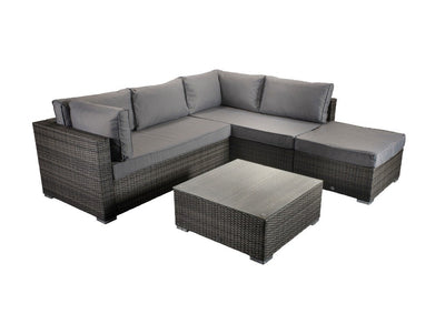 Rattan Corner Sofa Set with Large Coffee Table - Charcoal Grey - Stanford Range