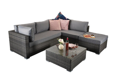 Rattan Corner Sofa Set with Large Coffee Table - Charcoal Grey - Stanford Range