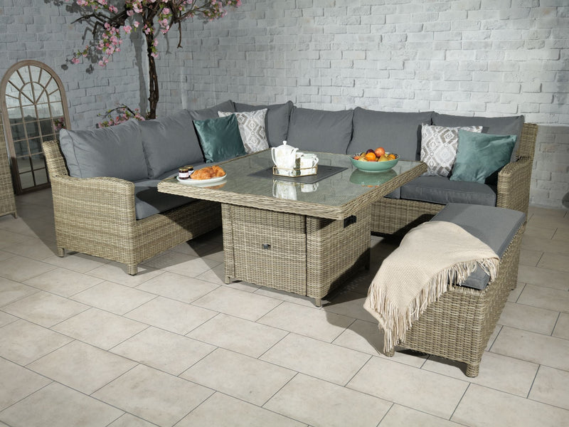 Wentworth Square Fire Pit 7 Piece Deluxe Modular Corner Lounge/Dining Set